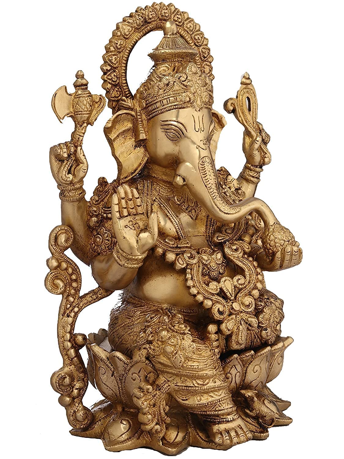 Fasherati Mangalkari Ganesha Brass Statue, Ganesha Idol Brass Big, Ganesh Ji Murti For Home, Office, And Pooja Room (Height 11.5